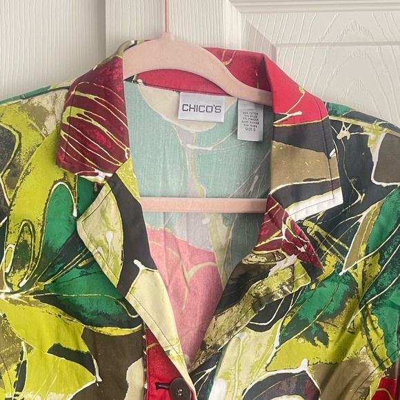 Chico's women's multicolor Jacket Tropical Jungle Size 0.  #204 - Picture 3 of 10